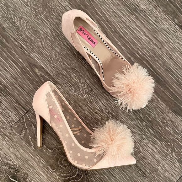 Betsey Johnson Shoes - Betsey Johnson pom pom heels
